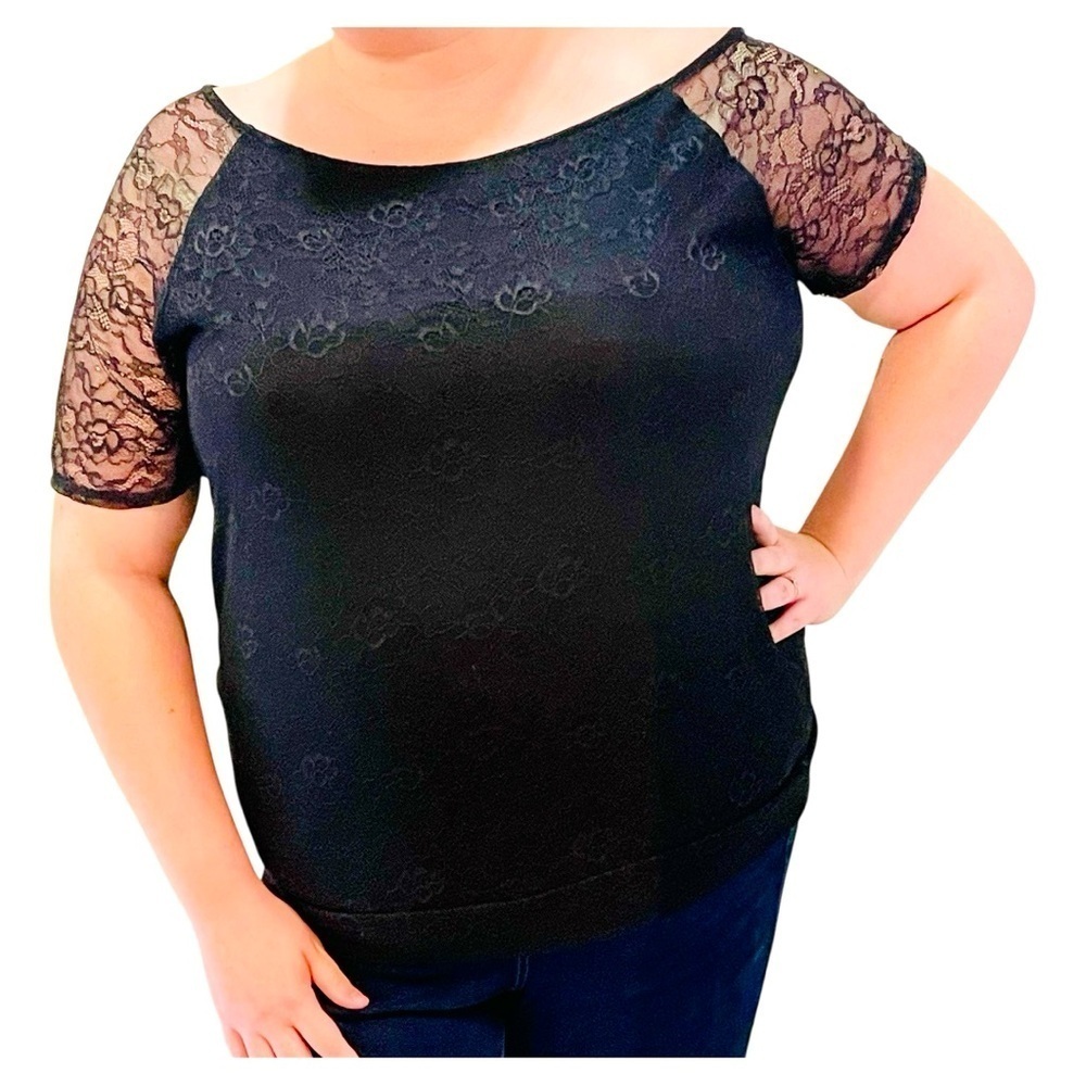 Torrid Black Lace Short Sleeve Blouse 3X
